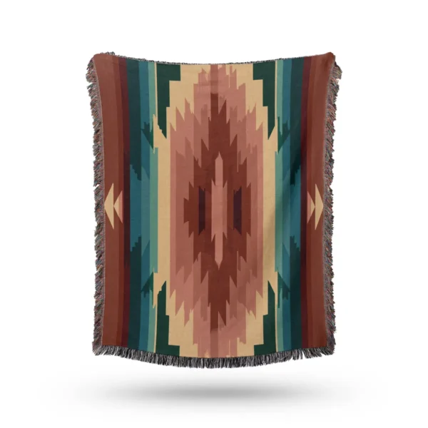 Aztec Mexican Tribal Woven Blanket - Cotton Throw and Tapestry