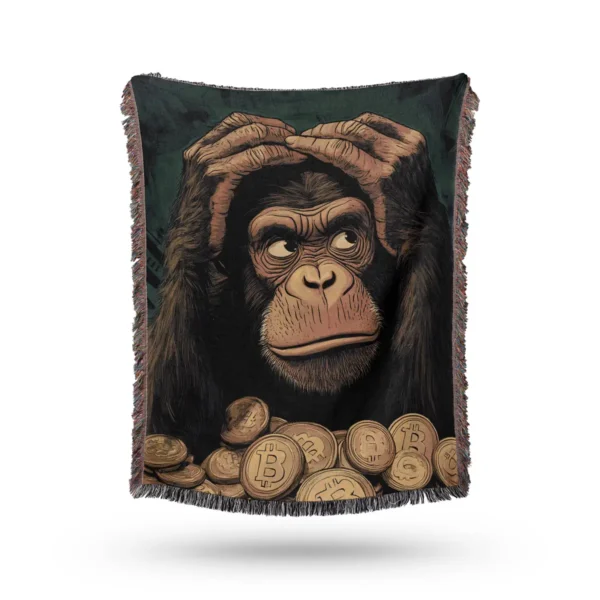 The Bitcoin Crypto Ape Woven Blanket  - Cotton Throw and Tapestry