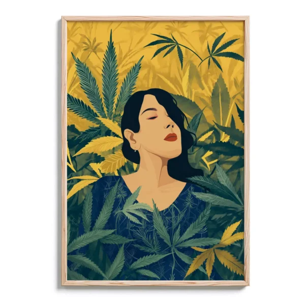 Golden Sativa Lady Wall Art - DopeTraveler Poster