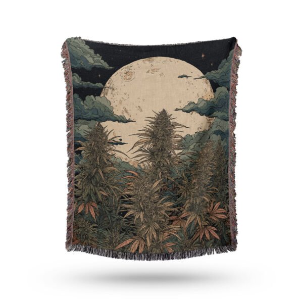 Hemp Garden under the Moon - Cotton Woven Blanket