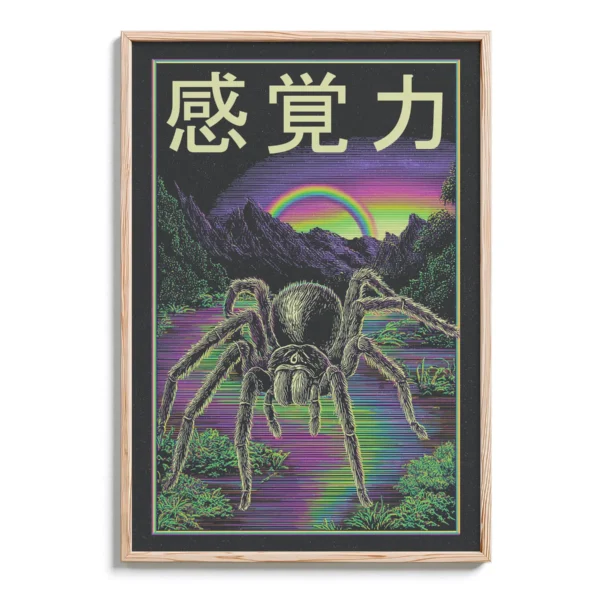 Sensorial Power Tarantula in Neon Psychedelic Vaporwave-Style - DopeTraveler Poster