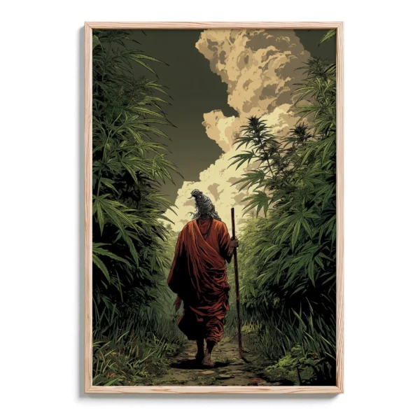 Indian Sadhu Walking Through Hemp Fields - DopeTraveler Poster