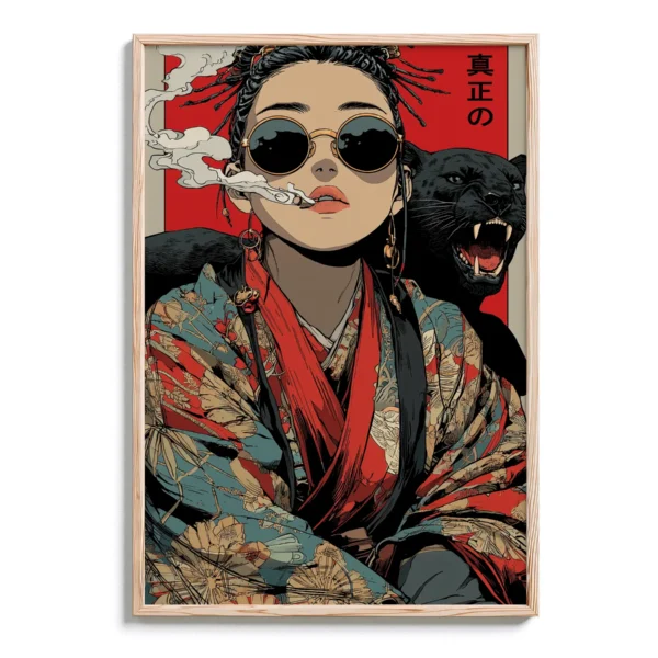 Urban Modern Geisha & Guardian Panther - DopeTraveler Poster