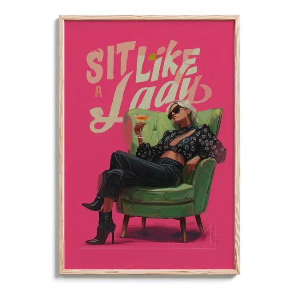 Sit Like a Lady Punky Feminist Pop Art Poster - DopeTraveler Wall Art