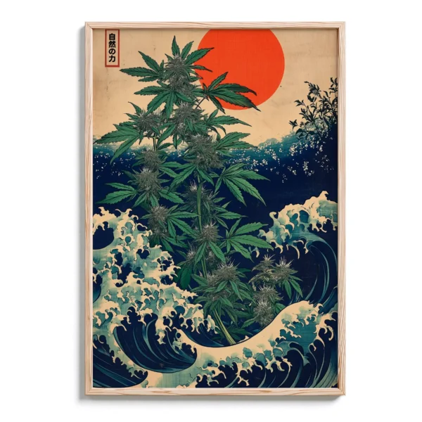 The Great Wave & the Hemp Plant Wall Art - DopeTraveler Poster