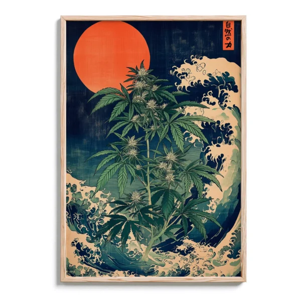 The Great Wave & Cannabis Wall Art - DopeTraveler Poster