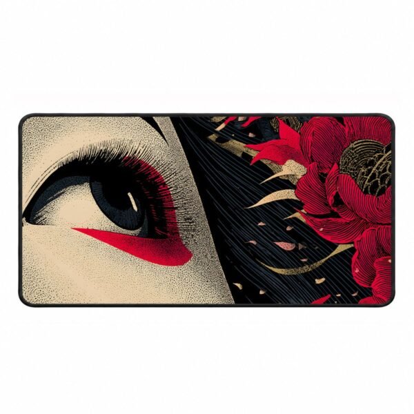 Geisha Mystery Eye & Red Peonies Dark Floral – DopeTraveler Desk Mat