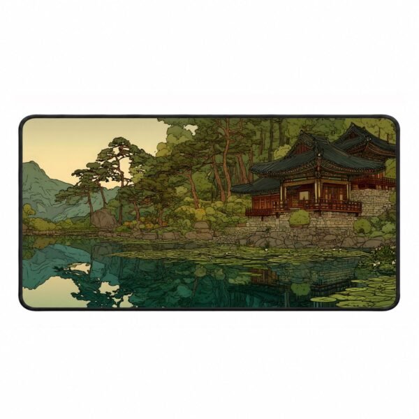 Japanese Ancient Temple Garden By The Water – DopeTraveler Deskmat