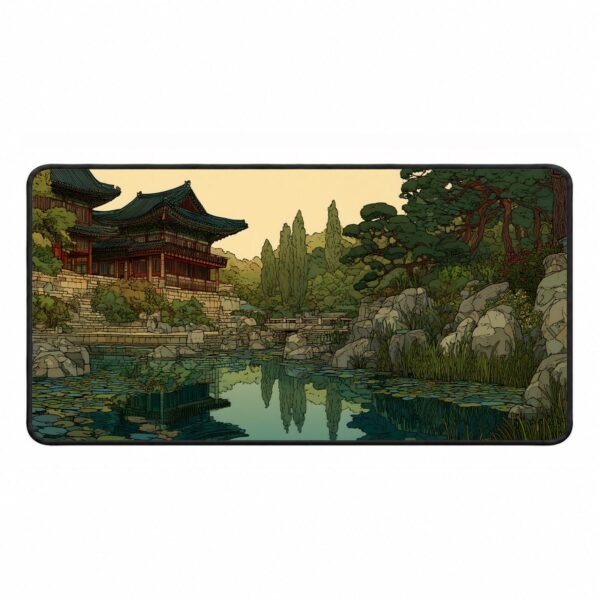 Lotus Pond at Japanese Palace Retreat – DopeTraveler Deskmat