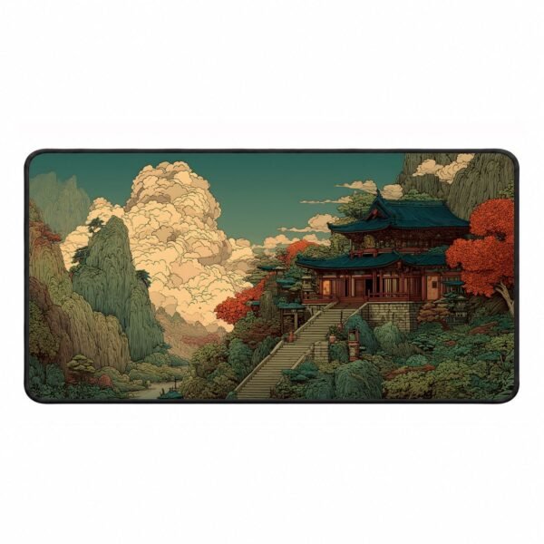 Japanese Cloud Retreat Temple Landscape – DopeTraveler Deskmat