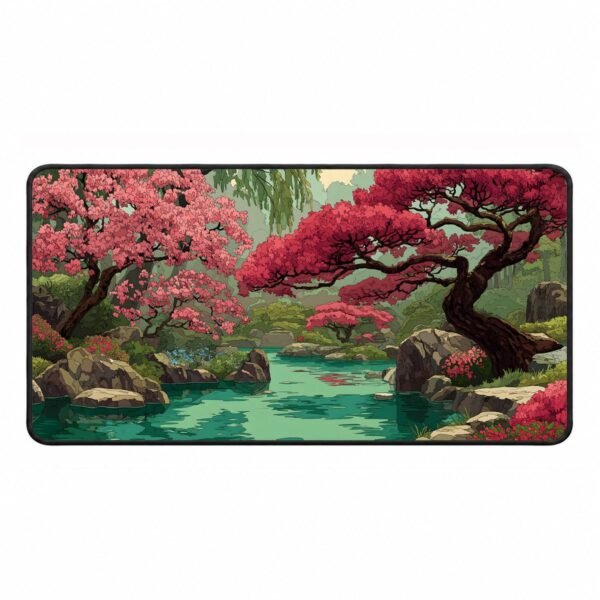 Autumn Sakuras Over Still Water – DopeTraveler Deskmat