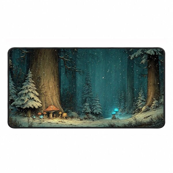 Magic Mushrooms in the Wintery Forest – DopeTraveler Deskmat