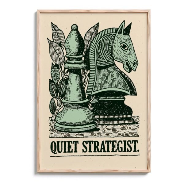 Quiet Strategist – Vintage Woodcut Chess Knight & Bishop Art Print – DopeTraveler Poster